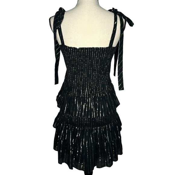 House Of Harlow 1960 Gold Striped Ruffle Dress - Picture 2 of 11